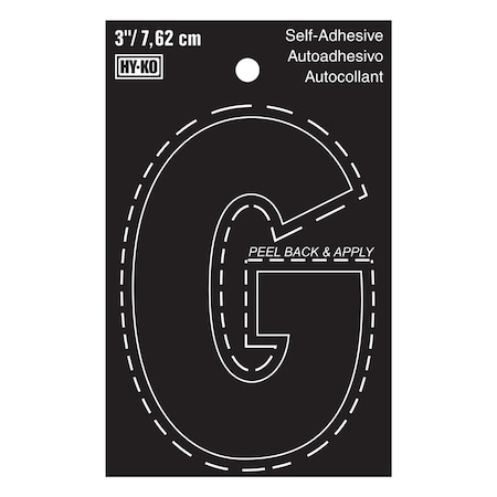 Hy-Ko 3In Black Vinyl Letter G, 10PK A30417